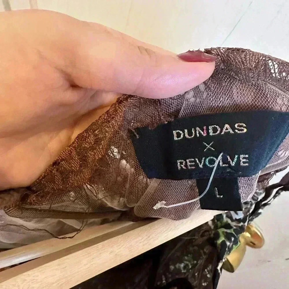 DUNDAS x REVOLVE Williamsburg Maxi Dress in Green Leopard Size L - Picture 8 of 8